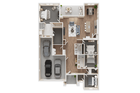 Floor plan for 4 beds, 3 baths, 2262 sqft