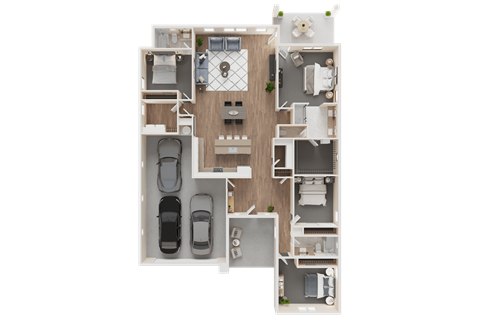 Floor plan for 4 beds, 3 baths, 2212 sqft