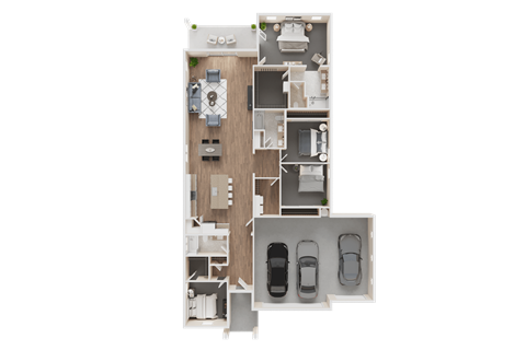 Floor plan for 4 beds, 3 baths, 2000 sqft