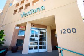 Los Angeles apartment for rent - The entrance to a building with the name Ventana on it.