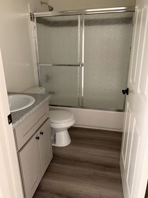 Los Angeles apartment for rent - a bathroom with a shower toilet and sink
