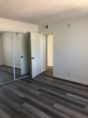 Los Angeles apartment for rent - a living room with a mirror and a closet