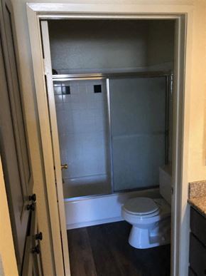 Los Angeles apartment for rent - a small bathroom with a toilet and a shower