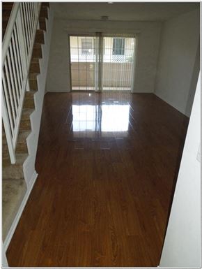 Los Angeles apartment for rent - a living room with a hard wood floor and a staircase