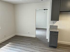 Los Angeles apartment for rent - an empty kitchen and living room with a door to a closet