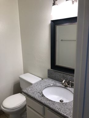 Los Angeles apartment for rent - a bathroom with a sink and a toilet and a mirror