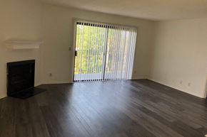 Van Nuys apartment for rent - an empty living room with wood floors and a sliding glass door