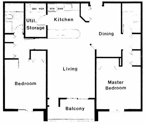 Floor plan for 2 beds, 2 baths, 1200 sqft