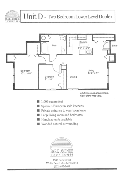 Floor plan for studio, 1006 sqft