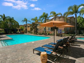Swimming pool with lounge chairs