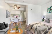 Reseda apartment for rent - a bedroom with a bed and a ceiling fan  at Sherway Villa, Reseda, CA