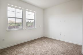 San Ramon apartment for rent - a bedroom with two windows and a carpeted floor  at Deer Creek Apartments, San Ramon, 94582