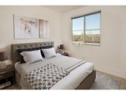 San Ramon apartment for rent - a bedroom with a large bed and a large window  at Seville at Gale Ranch, California, 94582