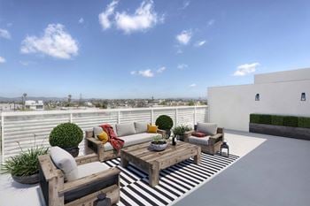 Rooftop patio with chairs