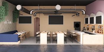 Gastropub restaurant with tables and chairs
