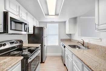 Electric range in kitchen