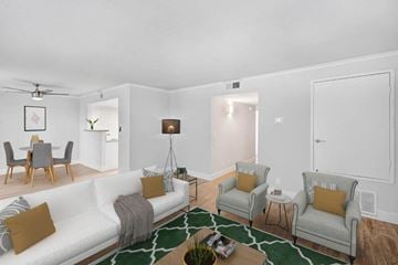 Rancho Cucamonga apartment for rent - a living room with a couch and two chairs