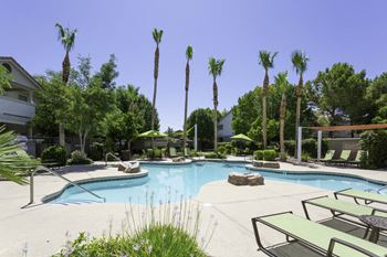 Swimming pool with lounge chairs