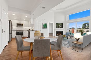 Living room with fireplace view