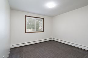 Coon Rapids apartment for rent - a bedroom with white walls and wood flooring and a window