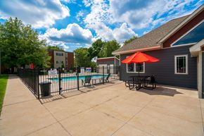 White Bear Lake apartment for rent - our apartments have a large patio with a pool and table