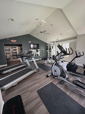 Sylvania apartment for rent - A gym with treadmills and elliptical machines.