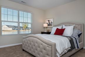Findlay apartment for rent - A bedroom with a large bed and a window with blinds.
