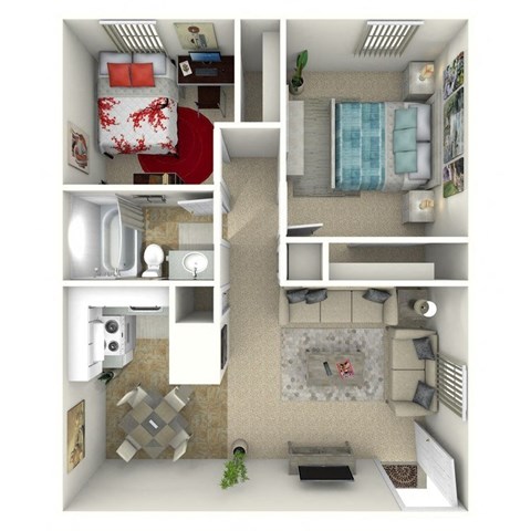 Floor plan for 2 beds, 1 bath, 700 sqft