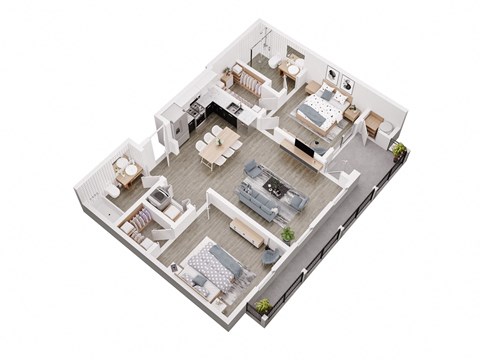 Floor plan for 2 beds, 2 baths, 1010 sqft