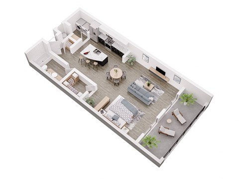 Floor plan for studio, 1 bath, 858 sqft