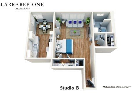 Floor plan for studio, 1 bath