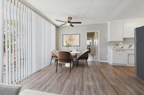 North Hollywood apartment for rent - A dining room with a table and chairs.