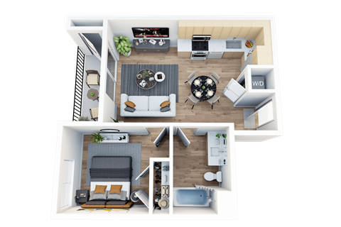 Floor plan for 1 bed, 1 bath, 484 sqft