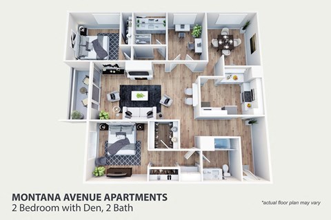 Floor plan for 2 beds, 2 baths, 1490 sqft
