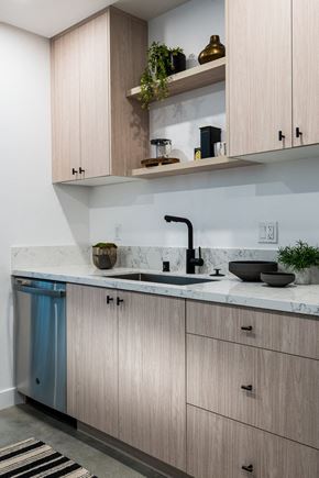 Los Angeles apartment for rent - A kitchen with a sink and a dishwasher.