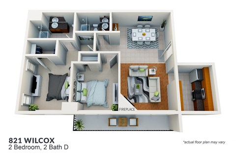Floor plan for 2 beds, 2 baths, 1182 sqft
