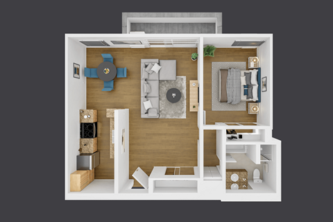 Floor plan for 1 bed, 1 bath, 800 sqft
