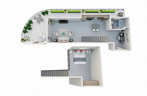 Floor plan for 1 bed, 1 bath, 993 sqft