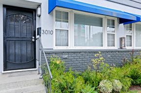 Marina Del Rey townhouse for rent - the front of a house with a black door
