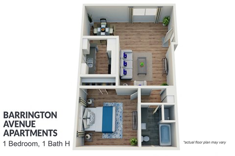Floor plan for 1 bed, 1 bath, 800 sqft