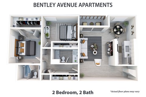 Floor plan for 2 beds, 2 baths, 1200 sqft