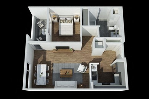 Floor plan for 1 bed, 1 bath, 710 sqft