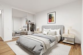 Sherman Oaks apartment for rent - a bedroom with a bed and a mirror