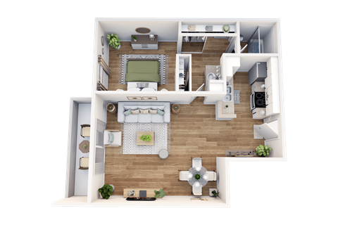 Floor plan for 1 bed, 1 bath, 650 sqft