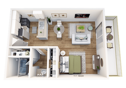 Floor plan for studio, 1 bath, 475 sqft