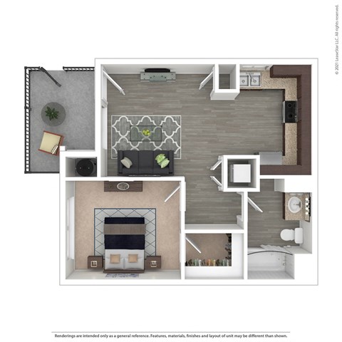 Floor plan for 1 bed, 1 bath, 600 sqft