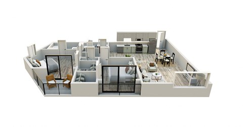 Floor plan for 2 beds, 2 baths, 1128 sqft
