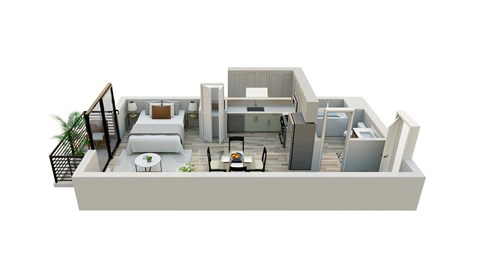 Floor plan for studio, 1 bath, 449 sqft