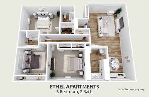 Floor plan for 3 beds, 2 baths, 1700 sqft