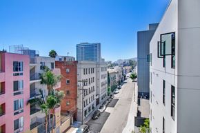 Los Angeles apartment for rent - a view of a city street from a high rise building